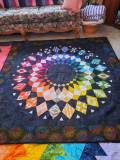King-sized quilt with geometric quilting design King-sized quilt with geometric quilting design